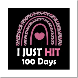 Cute pink 100th Day Leopard Rainbow 100 Days Of School Girls Posters and Art